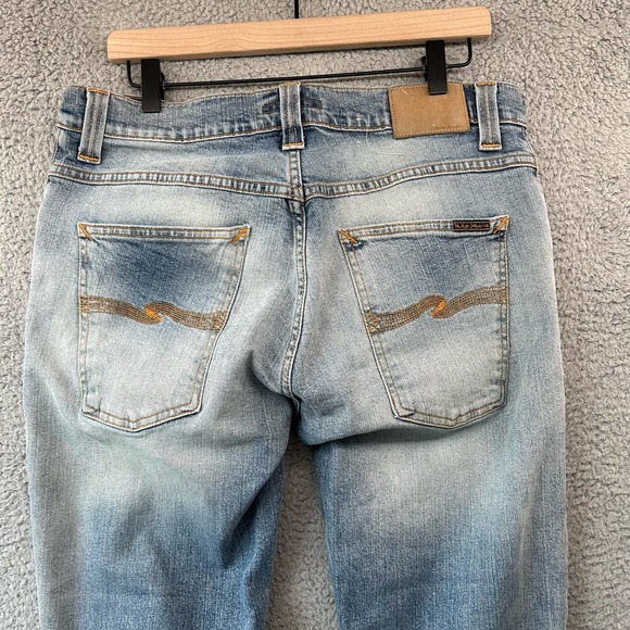 NUDIE JEANS Mens Grim Tim Joshua Sun 34 x 34 Slim Straight Organic Button Fly - Picture 7 of 13